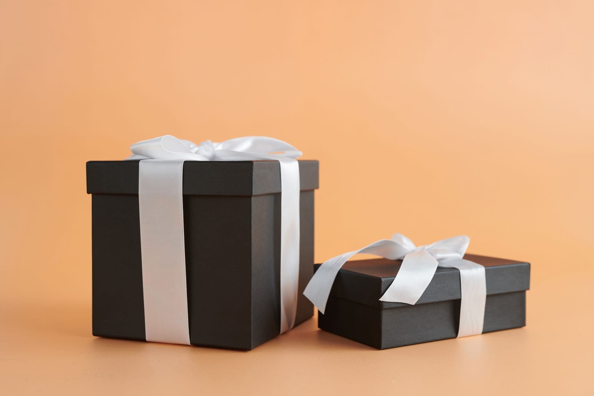 A wrapped gift box tied with ribbon